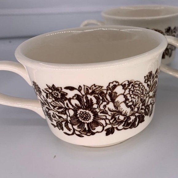 VTG Set of Three: Brown and Tan Floral Tea Cups - Picture 2 of 4